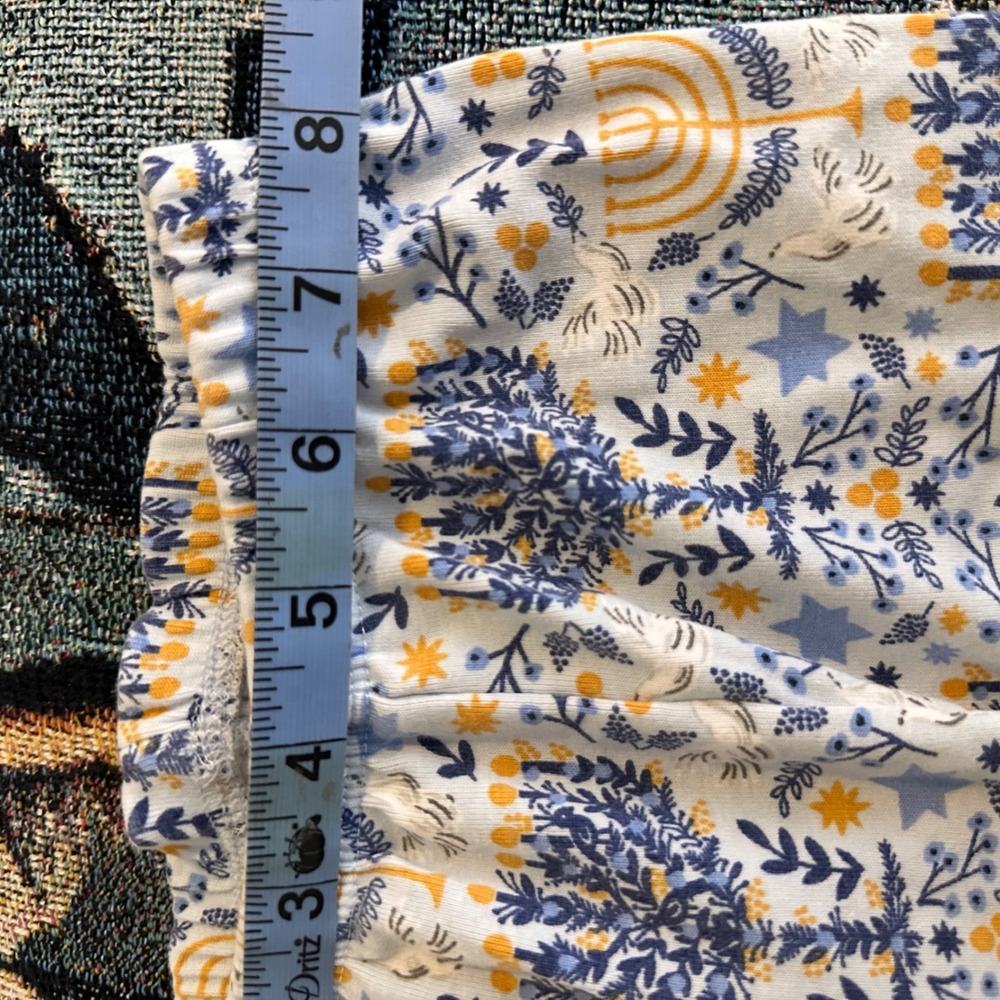 Rifle Paper Co x Pottery Barn‎ Kids Hanukkah Pajama Set Blue Menorah Floral 2T - Picture 7 of 7